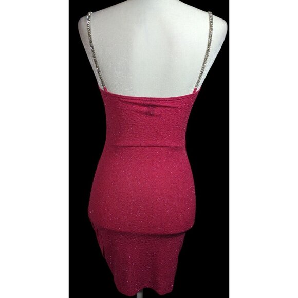 Windsor Raise A Glass Pink Glitter Mini Dress With Rhinestone Straps - Picture 2 of 13